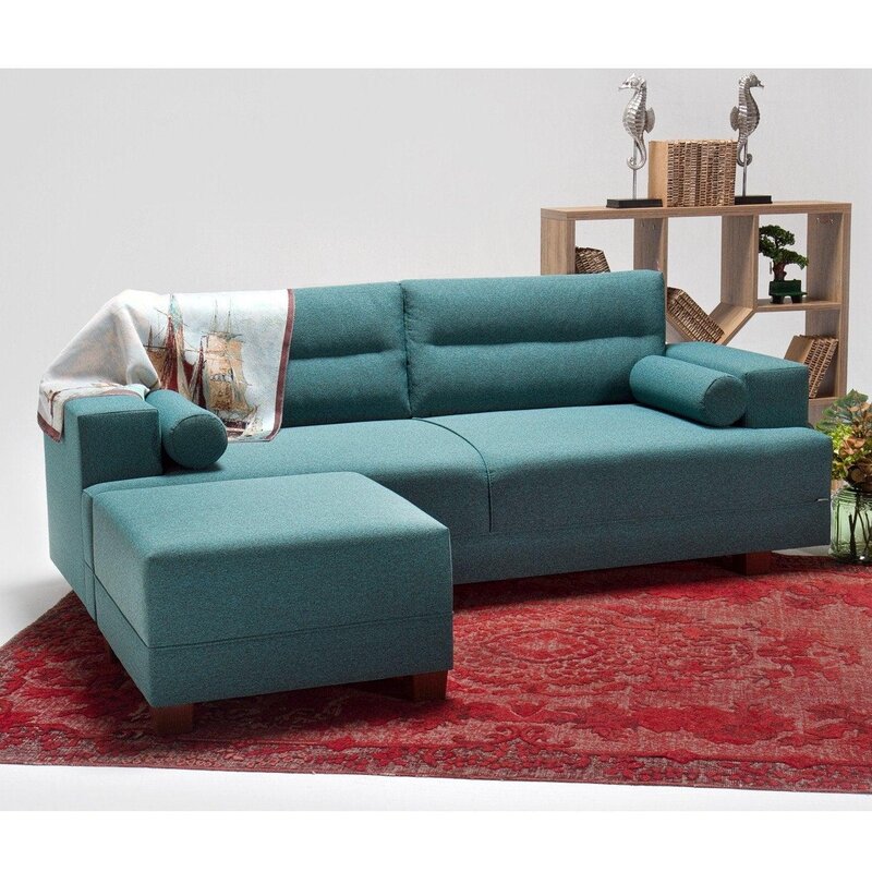 Canapea Fixa cu 3 Locuri si Taburet Oslo, 210 x 85 x 78 cm